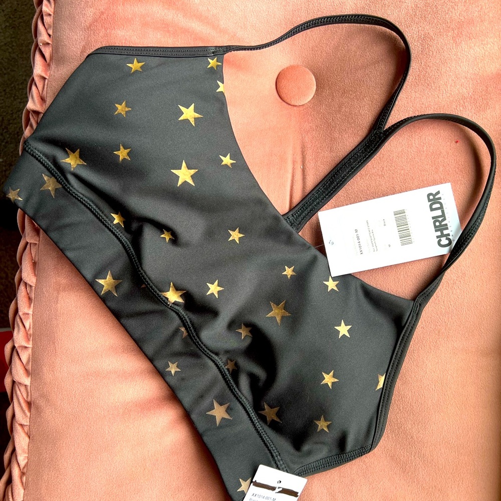 CHRLDR Gold star Strappy sports bra max support